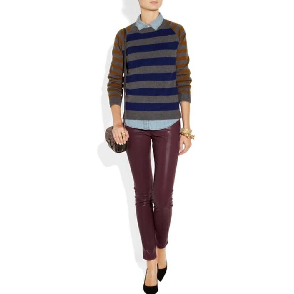 J‎ Brand Full Length Maria Burgundy Red Coated Merlot Skinny Jeggings 27